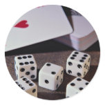 Deck of cards and dice round sticker