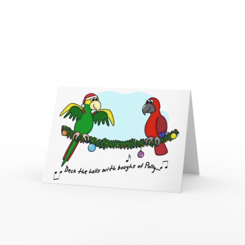Deck the Halls Parrot Christmas Card card