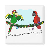 Deck the Halls Parrot Magnet