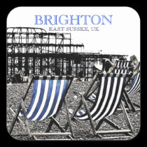 Deckchairs on Brighton Beach, (UK) Sticker