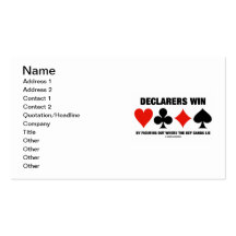 Declarers Win By Figuring Out Where The Key Cards Business Card