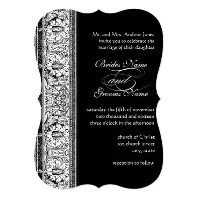 Deco Black Damask Wedding Invitations