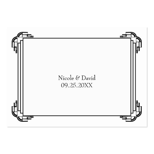 Deco black frame wedding guest escort place card business card templates (back side)