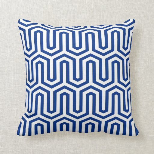 Deco Egyptian motif - cobalt blue and white Throw Pillows Zazzle