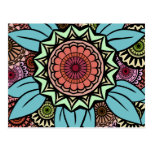 Deco Fandango in Turquoise and Orange postcards