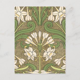 Deco Floral White postcard