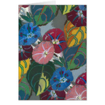Deco Flowers and Leaves Greeting Cards