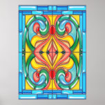 Deco Four by Four Swirls Stain Glass Poster