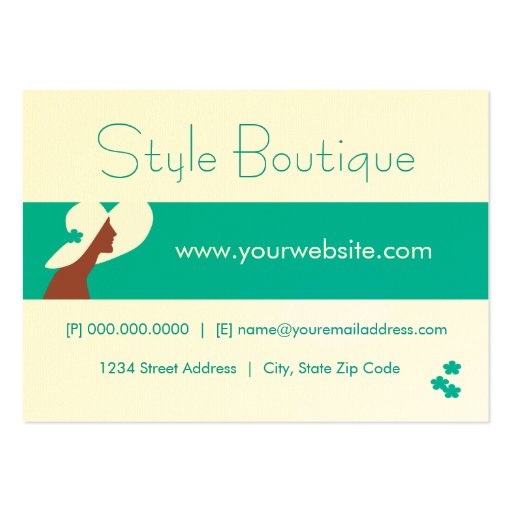 Deco Lady Profile Card Green Business Cards (back side)