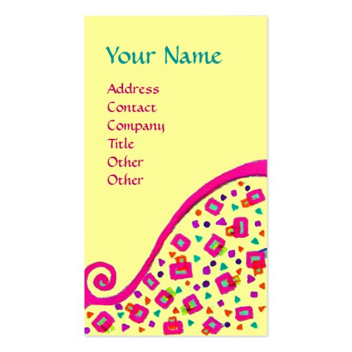 DECO MONOGRAM , Pink Fuchsia Black Yellow Business Card (front side)