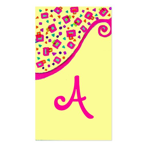 DECO MONOGRAM , Pink Fuchsia Black Yellow Business Card (back side)