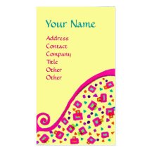 DECO MONOGRAM , Pink Fuchsia Black Yellow Business Card