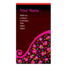 DECO MONOGRAM , Pink Fuchsia Red Business Card Templates