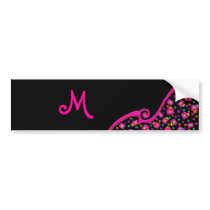 DECO MONOGRAM  Pink Fuchsia Yellow White Black Bumper Sticker
