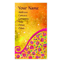 DECO MONOGRAM , Yellow Pink Fuchsia Blue Sparkles Business Card