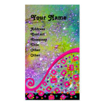 DECO MONOGRAM Yellow Pink Fuchsia Violet Sparkles Business Card Template