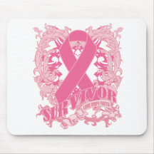 Deco Pink Ribbon - Breast Cancer Survivor Mousepads