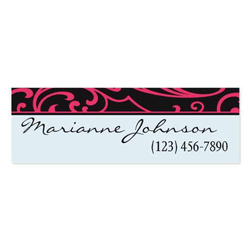 Deco Retro Pink and Black Profile Card Business Card Template