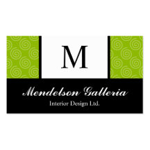 Deco Retro Swirl Lime Company Business Card