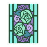 Deco Roses in Aqua and Purple Postcard