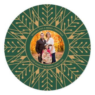 Deco Snowflake Christmas Photo Card Personalized Announcement