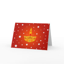 Decorated Diya (Lamp) - Card