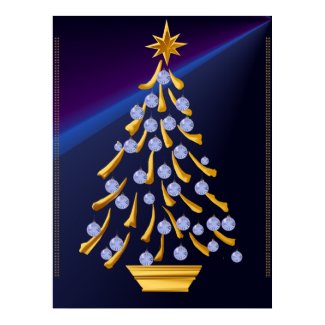 Decorated Gold Christmas Tree Print print