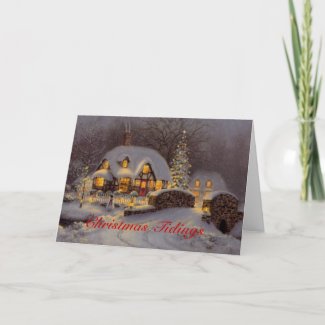Decorated House Scene Christmas Greeting Card