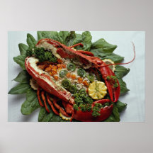 Decorated Lobster plate food lovers Print
