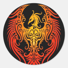 Decorated Tribal Phoenix Round Stickers