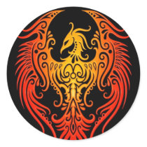 Decorated Tribal Phoenix Round Stickers