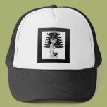 Decorating the Tree in Black and White Trucker Hat