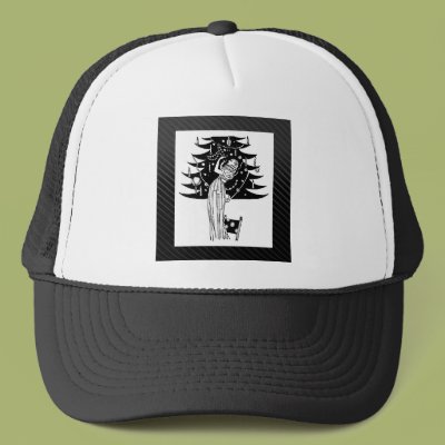Decorating the Tree in Black and White Trucker Hat Zazzle_hat