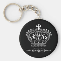 art, illustration, design, crown, tiara, gothic, rock, hiphop, beauty, decoration, pattern, accessory, retro, vintage, delicate, cute, fashion, Keychain with custom graphic design