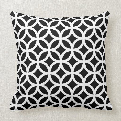 Decorative Black and White Geometric Pillow Zazzle