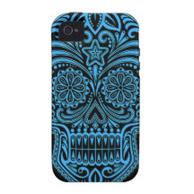 Decorative Blue and Black Sugar Skull iPhone 4/4S Cover