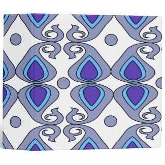 Decorative Blue And Gray Paisley Pattern 3 Ring Binders