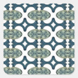 Decorative Blue And White Pattern Square Stickers