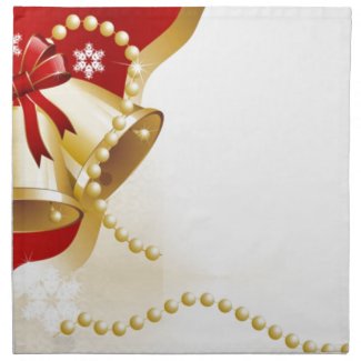 Decorative Christmas Gold Bells Cloth Napkins