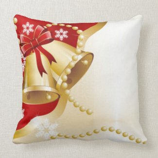 Decorative Christmas Gold Bells Cushion Pillow