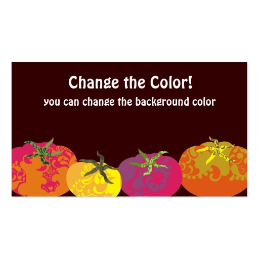 Decorative colorful tomatoes chef catering business cards