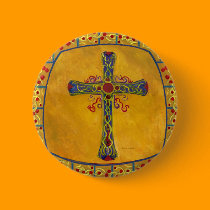 Decorative Cross Red Yellow Purple buttons