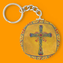 Decorative Cross Red Yellow Purple keychains