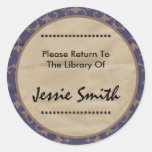 Decorative Damask Pattern Name Address Bookplate Round Sticker