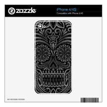 Decorative Dark Sugar Skull Skins For The iPhone 4S