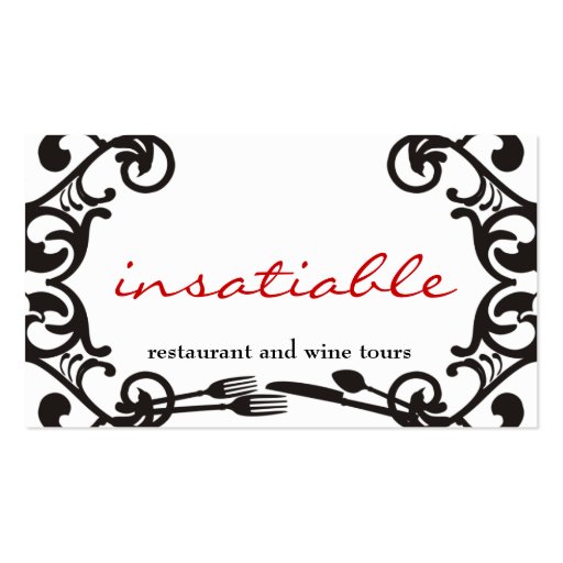 decorative eating utensils catering business card