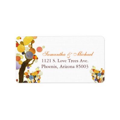 Decorative Fall Trees Wedding Label