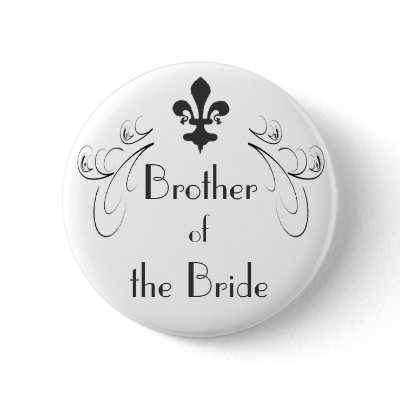 Decorative Fleur de Lis Brother of Bride Button