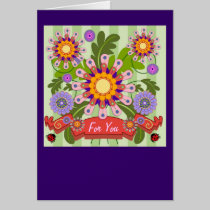 Decorative Floral "For You" card cards