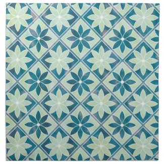 Decorative Floral Tiles Fabric Napkins -Aquamarine mojo_napkin